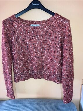 John + Jenn Rust Speckled Crewneck Knit Sweater